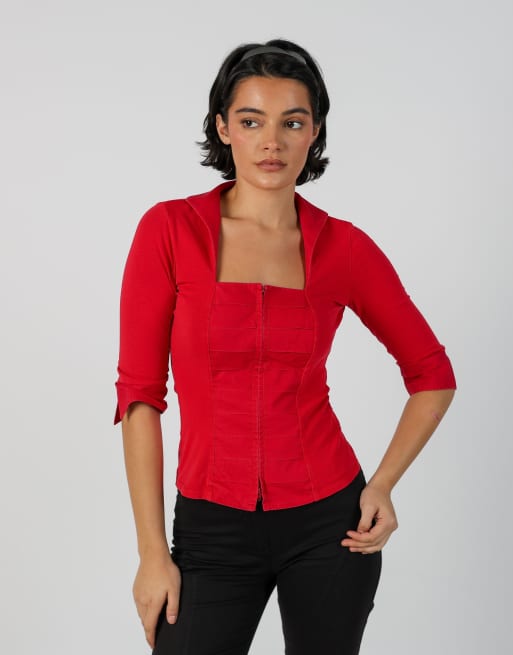 Vintage Nara Camicie S woven top in red, 1 of 4