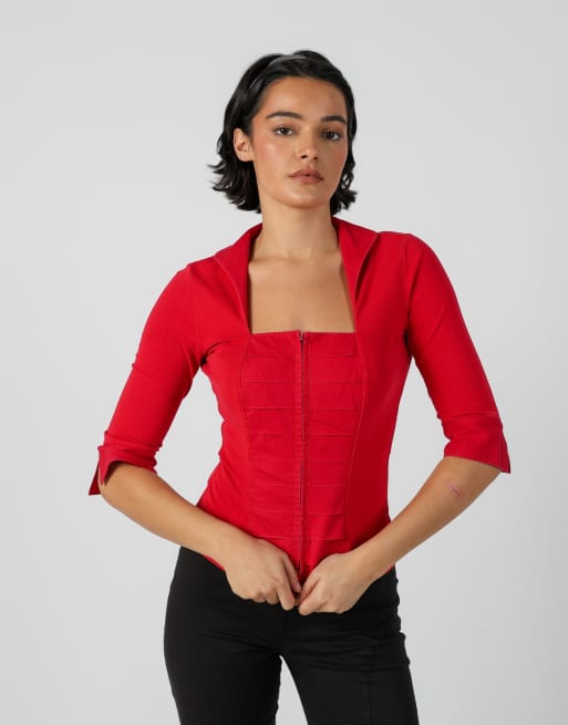 Vintage Nara Camicie S woven top in red, 3 of 4