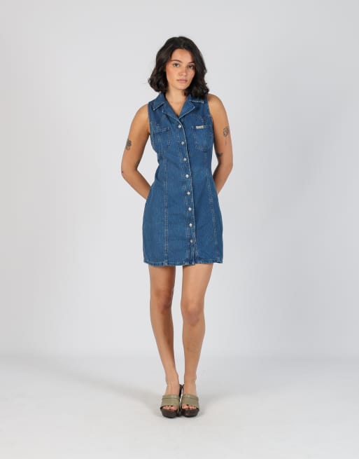 Vintage Natural S denim mini dress in blue