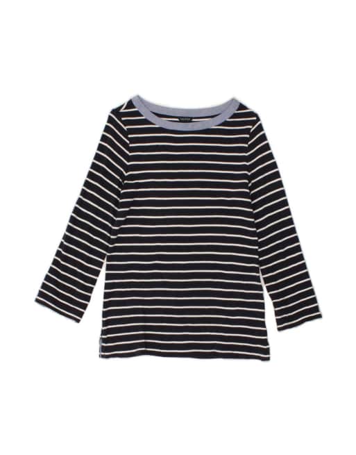 Vintage Nautica 3/4 Sleeve Boat Neck Jumper Sweater Uk 10 Small In Blue