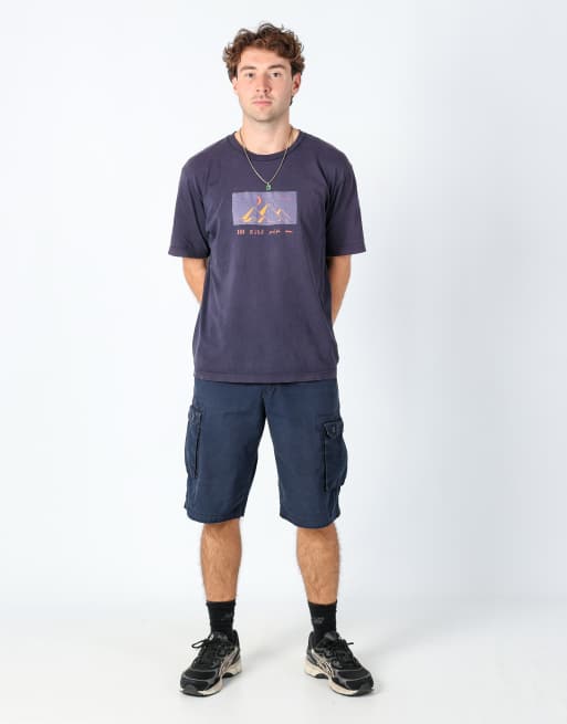 Vintage Nautica 34x22 canvas cargo shorts navy blue