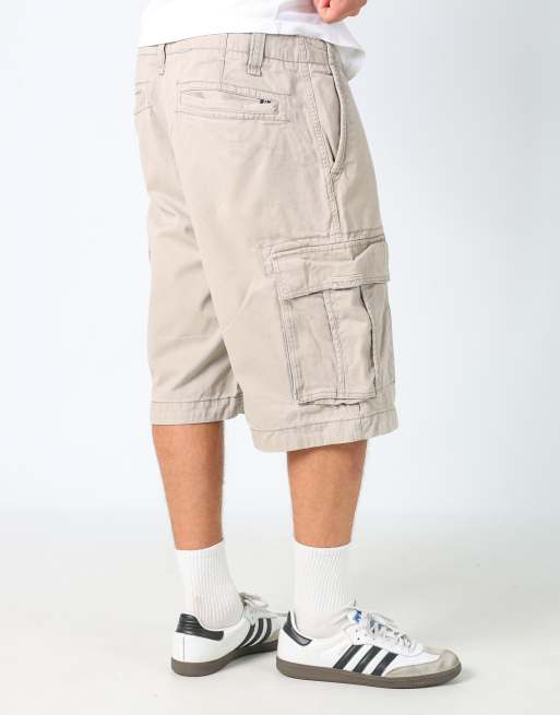 Vintage Nautica 38x24 canvas carpenter baggy shorts in tan, 2 of 4
