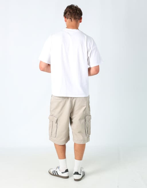 Vintage Nautica 38x24 canvas carpenter baggy shorts in tan, 3 of 4