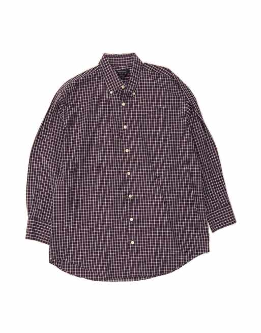 Vintage Nautica Classic Fit Shirt Size 17 XL In Purple Check