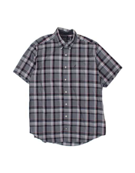 Vintage Nautica Classic Fit Short Sleeve Shirt 2XL In Blue Check