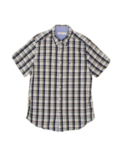 Vintage Nautica Classic Fit Short Sleeve Shirt Large In Blue Check - view 1