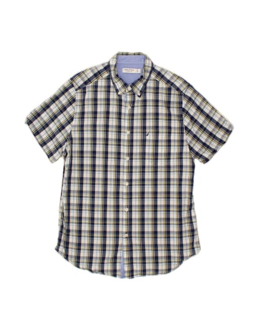 Vintage Nautica Classic Fit Short Sleeve Shirt Large In Blue Check