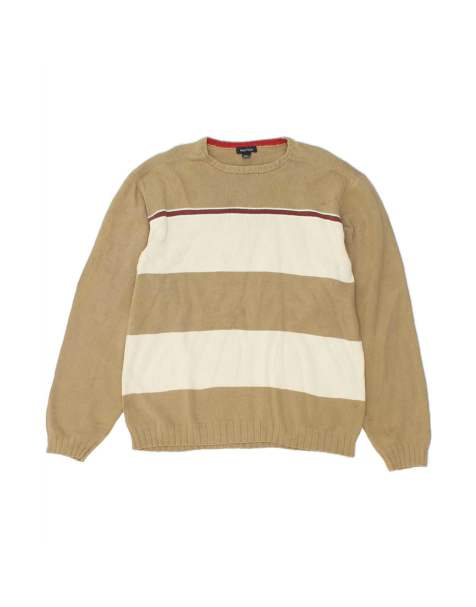 Vintage Nautica Crew Neck Jumper Sweater 2XL In Beige Colourblock - view 1
