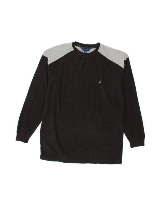 Vintage Nautica Fleece Jumper Large In Black Colourblock