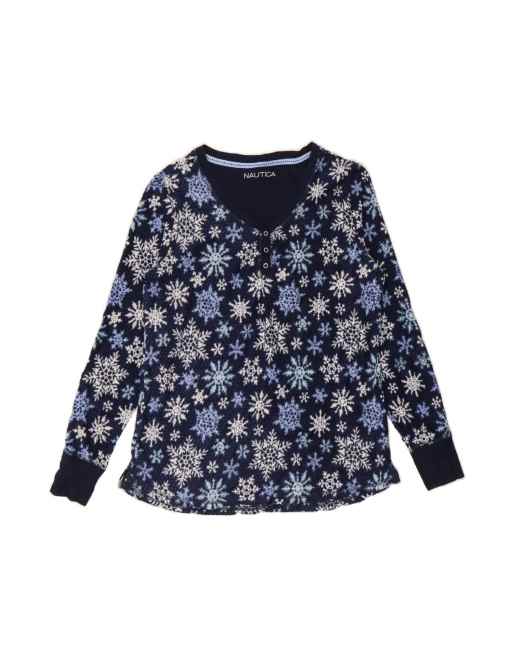 Vintage Nautica Fleece Jumper UK 16 Large In Blue Floral