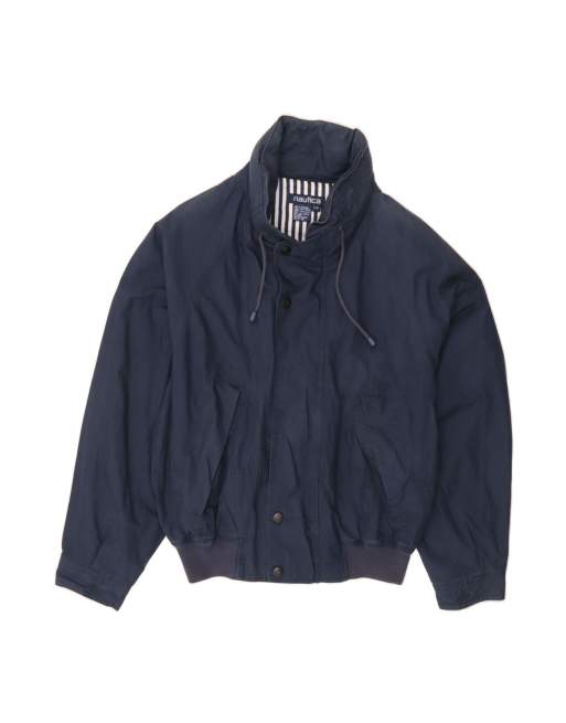 Vintage Nautica Hooded Bomber Jacket UK 40 Large In Blue