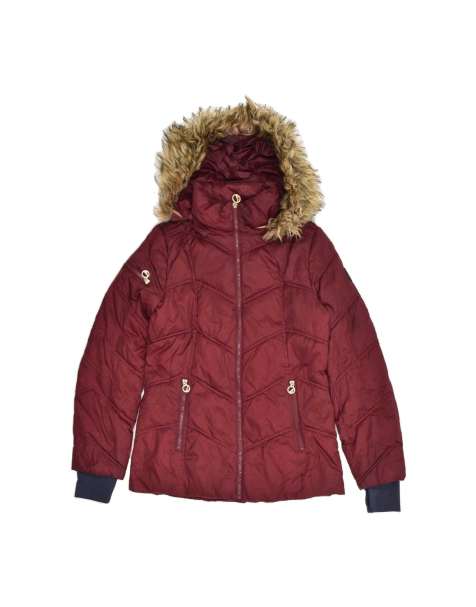 Vintage Nautica Hooded Padded Jacket Uk 10 Small In Burgundy - view 1