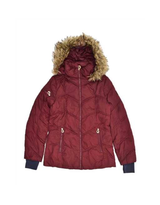 Vintage Nautica Hooded Padded Jacket Uk 10 Small In Burgundy