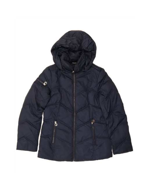 Vintage Nautica Hooded Padded Jacket UK 14 Medium In Blue