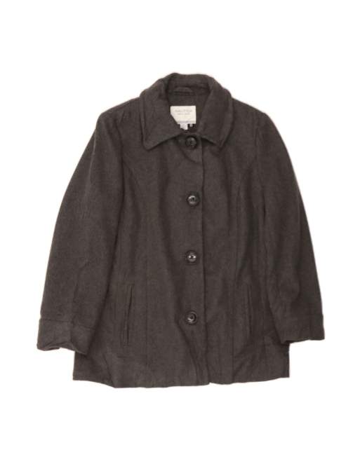 Vintage Nautica Overcoat UK 10 Small In Grey Wool