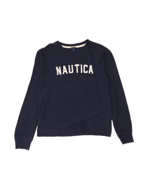 Vintage Nautica Oversized Graphic Sweatshirt Jumper UK 10 Small In Blue - view 1
