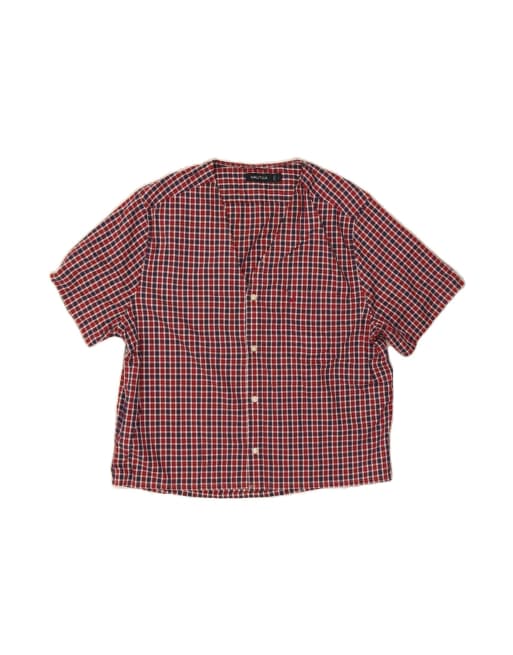 Vintage Nautica Oversized Shirt Blouse UK 16 Large In Burgundy Check