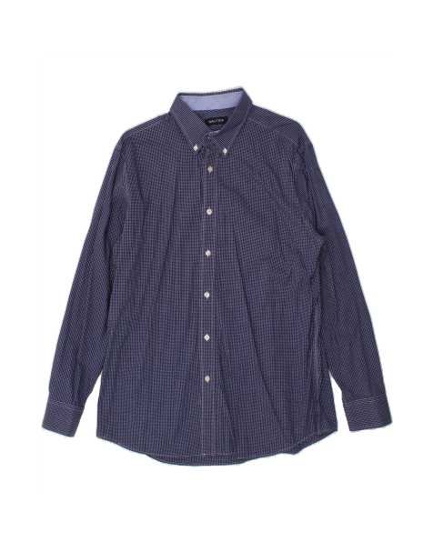 Vintage Nautica Shirt Size 16 1/2 Large In Blue Check - view 1