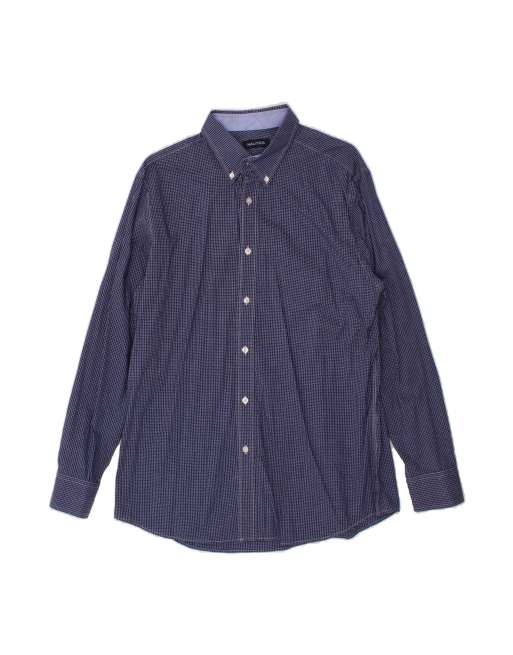 Vintage Nautica Shirt Size 16 1/2 Large In Blue Check