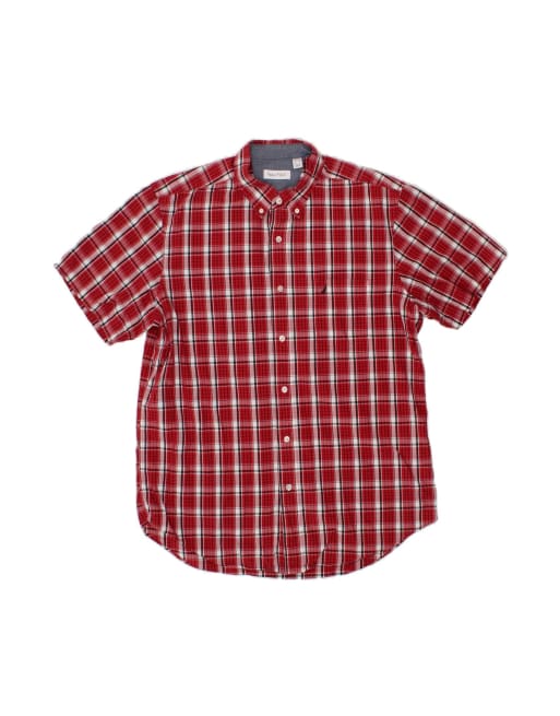 Vintage Nautica Short Sleeve Shirt XL In Red Check