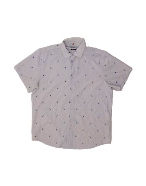 Vintage Nautica Slim Fit Short Sleeve Shirt Size 17-17 1/2 XL In Blue Pinstripe - view 1