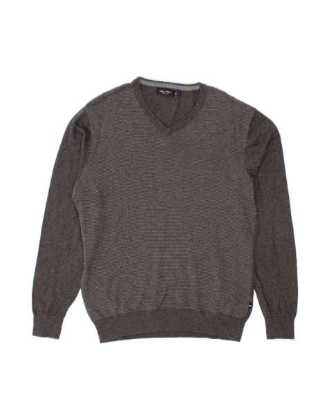 Vintage Nautica V-neck Jumper Sweater Large In Grey - view 1