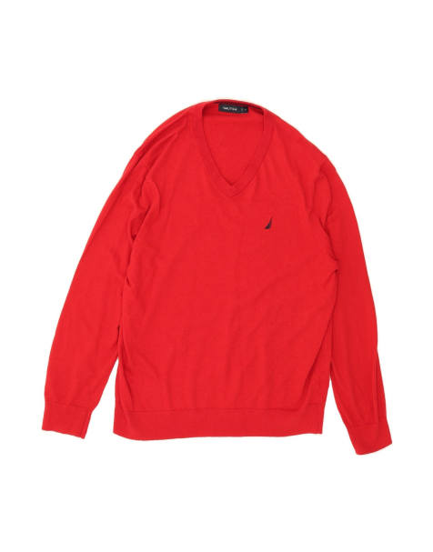 Vintage Nautica V-neck Jumper Sweater XL In Red - view 1