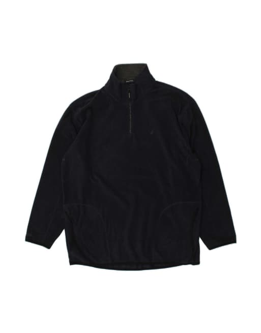 Vintage Nautica Zip Neck Fleece Jumper 2XL In Blue