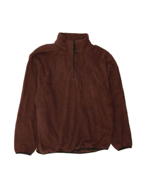 Vintage Nautica Zip Neck Fleece Jumper Large In Brown