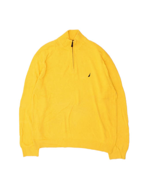 Vintage Nautica Zip Neck Jumper Sweater 2XL In Yellow