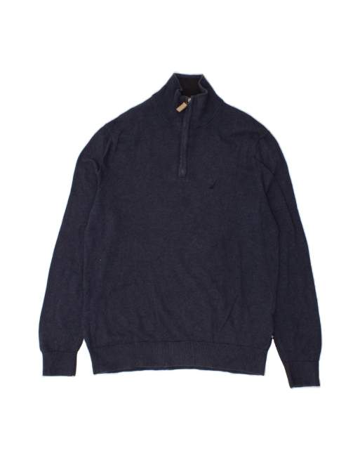 Vintage Nautica Zip Neck Jumper Sweater Small In Blue
