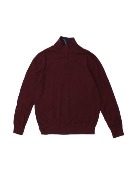 Vintage Nautica Zip Neck Jumper Sweater UK 16 Large In Burgundy - view 1