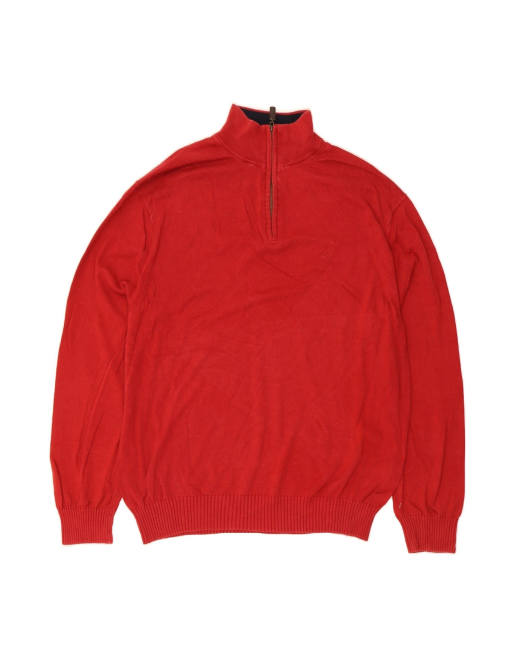 Vintage Nautica Zip Neck Jumper Sweater XL In Red