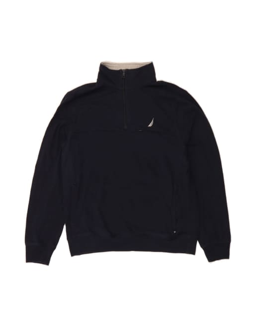 Vintage Nautica Zip Neck Sweatshirt Jumper Large In Blue