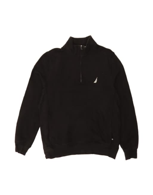 Vintage Nautica Zip Neck Sweatshirt Jumper Medium In Black