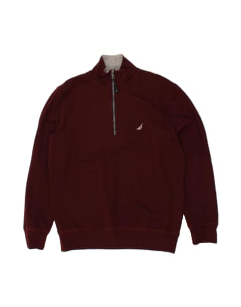 Vintage Nautica Zip Neck Sweatshirt Jumper Medium In Red - view 1