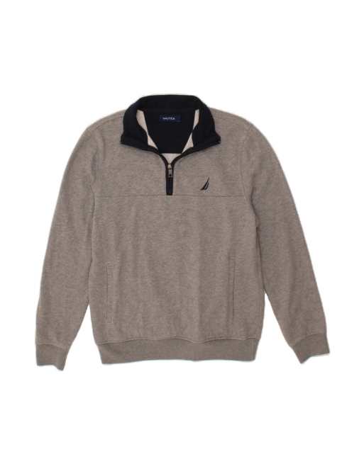 Vintage Nautica Zip Neck Sweatshirt Jumper Small In Grey