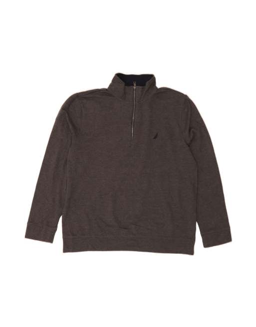 Vintage Nautica Zip Neck Sweatshirt Jumper XL In Grey