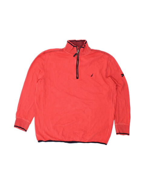 Vintage Nautica Zip Neck Sweatshirt Jumper XL In Red - view 1