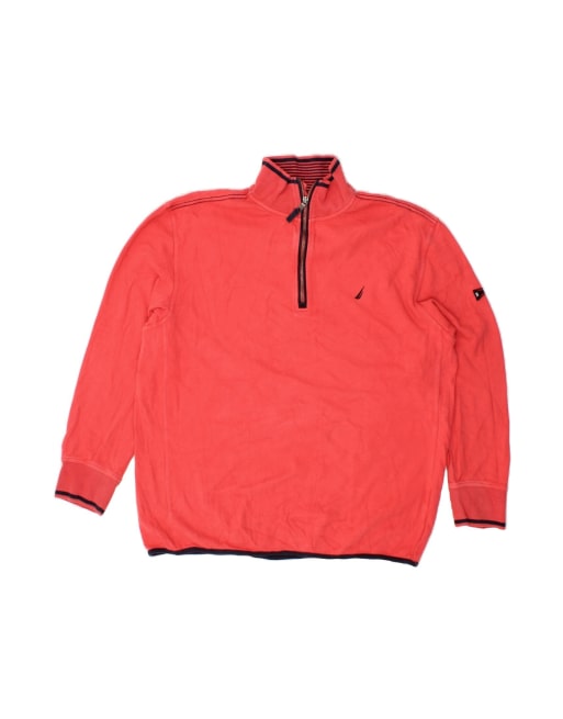Vintage Nautica Zip Neck Sweatshirt Jumper XL In Red
