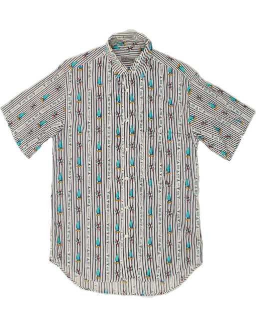 Vintage Navigare Size S Striped Short Sleeve Shirt in Multicoloured