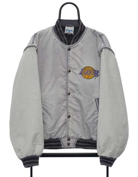 Vintage NBA Lakers size M bomber jacket in grey - view 1
