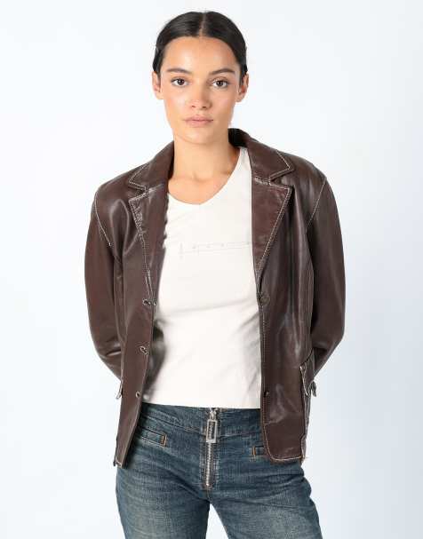 Vintage NEEDYOU M Leather Jacket Brown - view 1