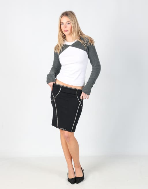 Vintage Nell&Me XS woven midi skirt in black