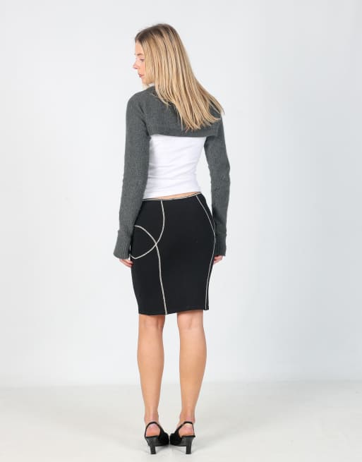 Vintage Nell&Me XS woven midi skirt in black, 3 of 4