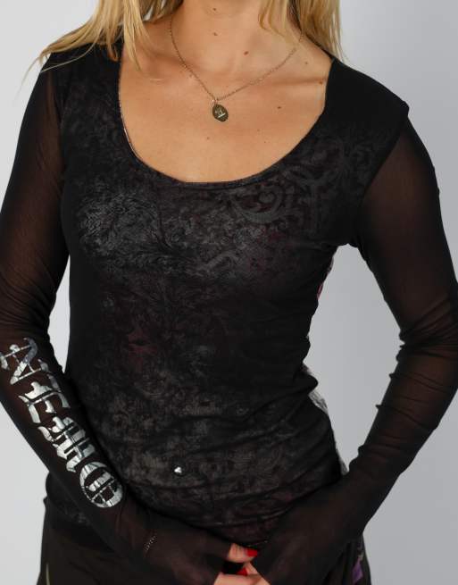 Vintage Nemo S long sleeve top in black, 4 of 4