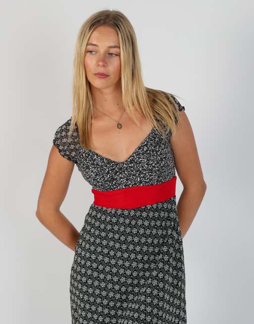 Vintage Nemo S woven midi dress in black, 2 of 4