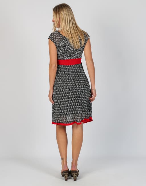 Vintage Nemo S woven midi dress in black, 3 of 4