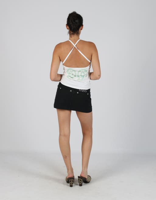 Vintage Never Without You S denim mini skirt in black, 3 of 4