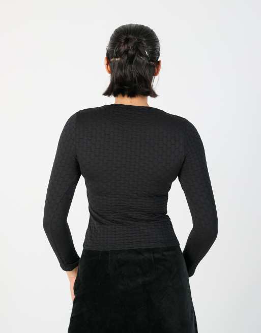 Vintage Nevrotika XXS long sleeve top in black, 2 of 4